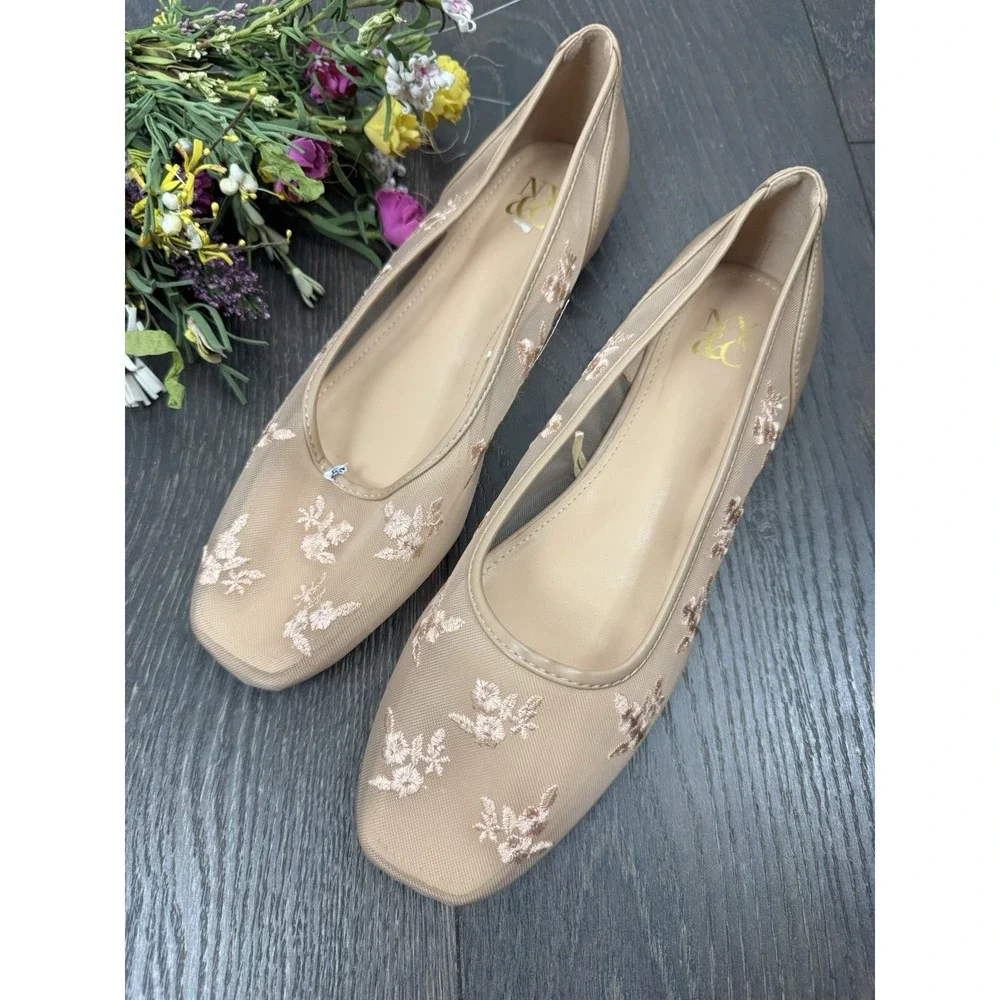 New York And Company Bardot Ballet Flats Sz Romantic Femenine Coquette Sz 10
